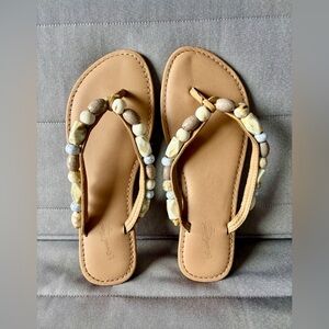 Universal Thread Beaded Tan Women's Flip-Flop Sandals Size 7